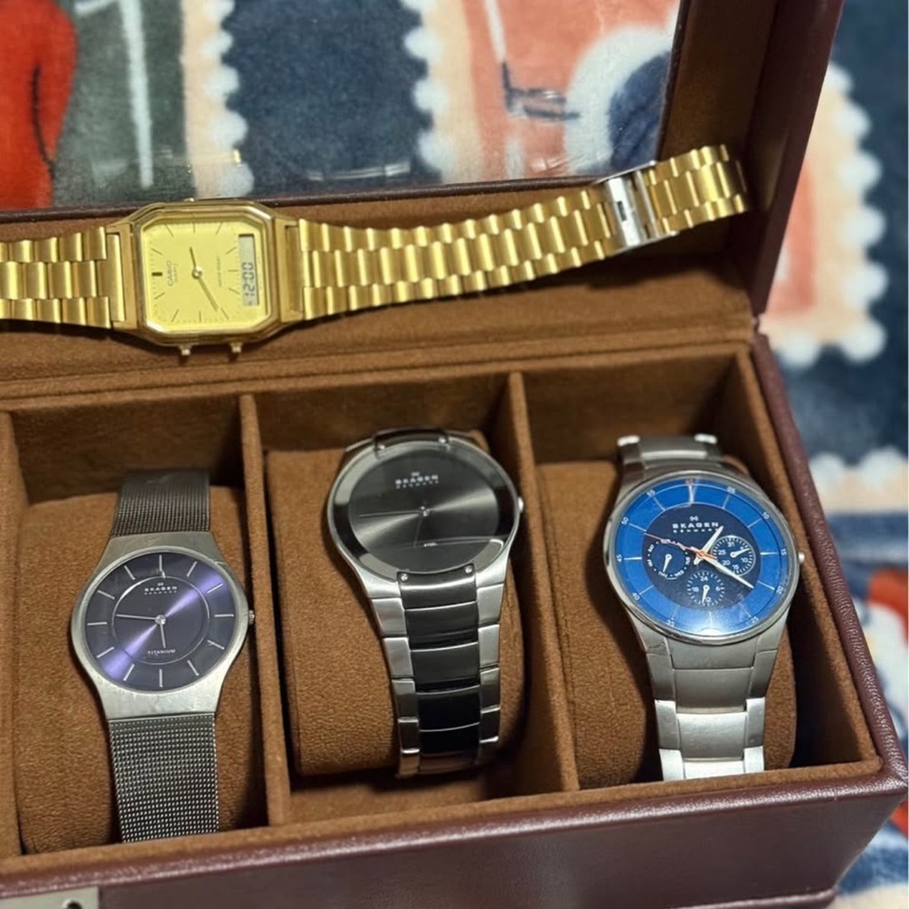 Skagen collection, Blue Men's Watches and casio as a gift